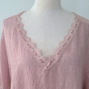 Pink Lace Beach Swim Coverup OSFM